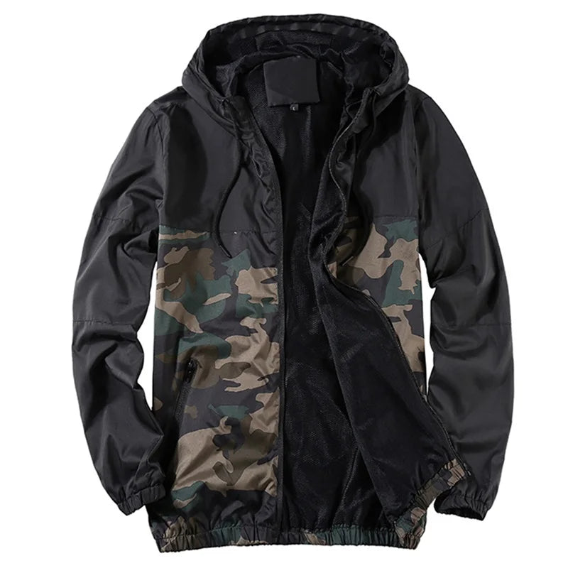 Men's Winter Camouflage Parka Jacket with Faux Fur Hood