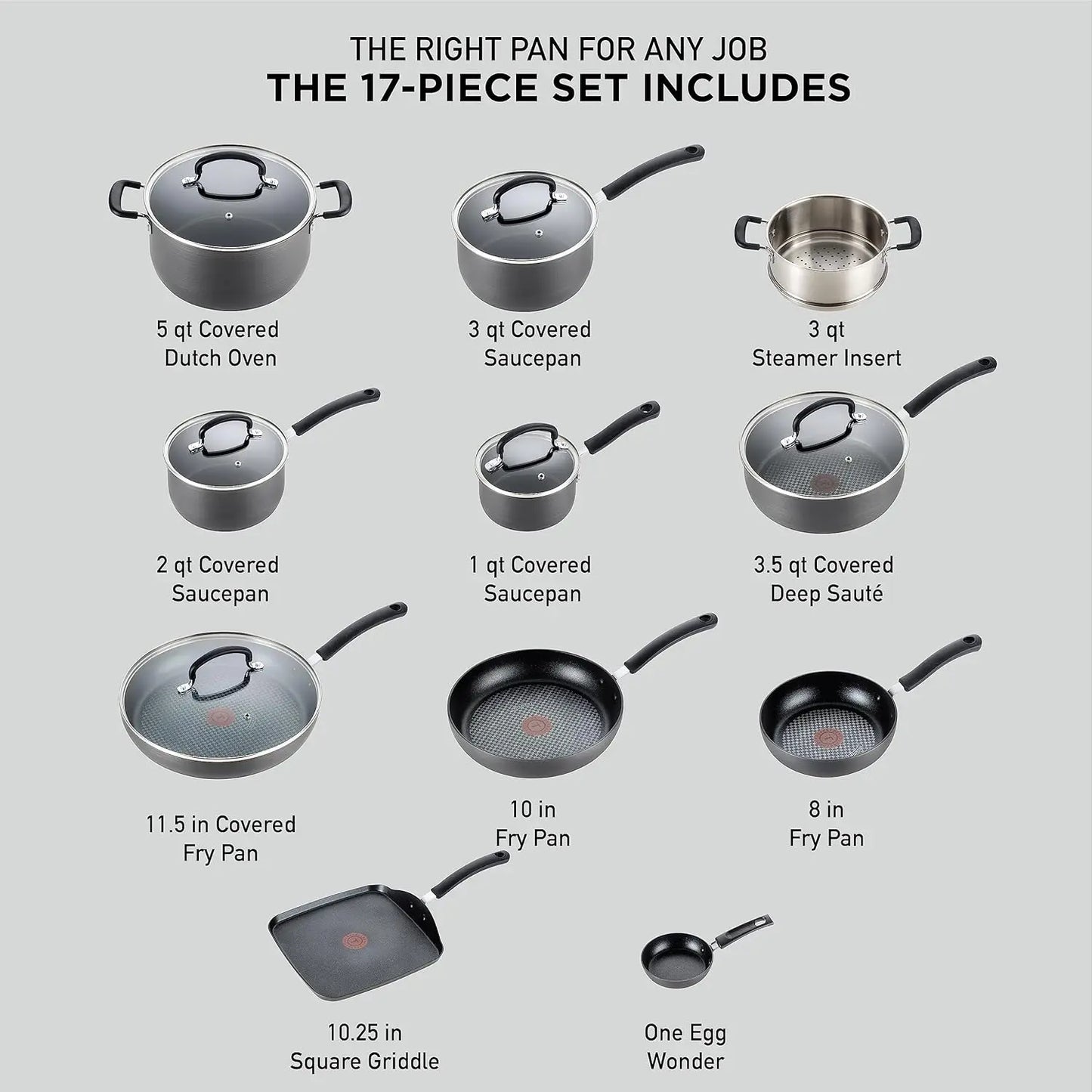 Ultimate Hard Anodized Nonstick Cookware Set 17Piece