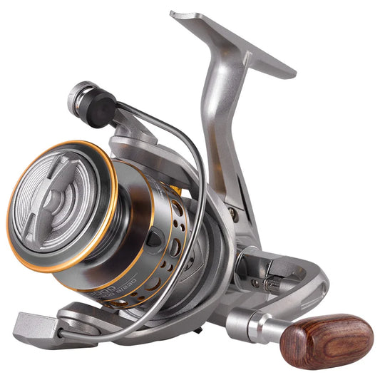 LD Series 5.2 1 Alloy Fishing Reel with Carbon Drag and Wood Handle for Freshwater and Saltwater Spinning Fishing