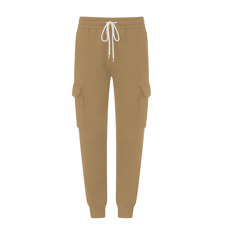 Men s Stylish Fleece Jogger Pants with Drawstring Waistband Solid Color
