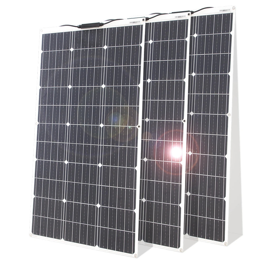 12V Flexible Solar Panel Kit 100W 200W Monocrystalline Waterproof Controller for RV Camping Outdoor