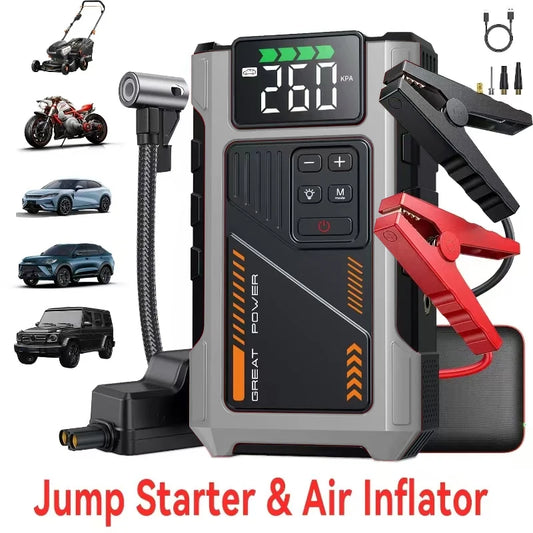 Portable Car Jump Starter With Air Compressor 3000A Peak For 7.5L Gas And 6.5L Diesel Jump Starter Battery Pack With 150 PSI Tire Inflator