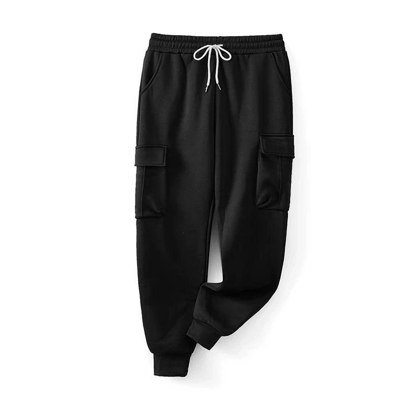 Men s Stylish Fleece Jogger Pants with Drawstring Waistband Solid Color