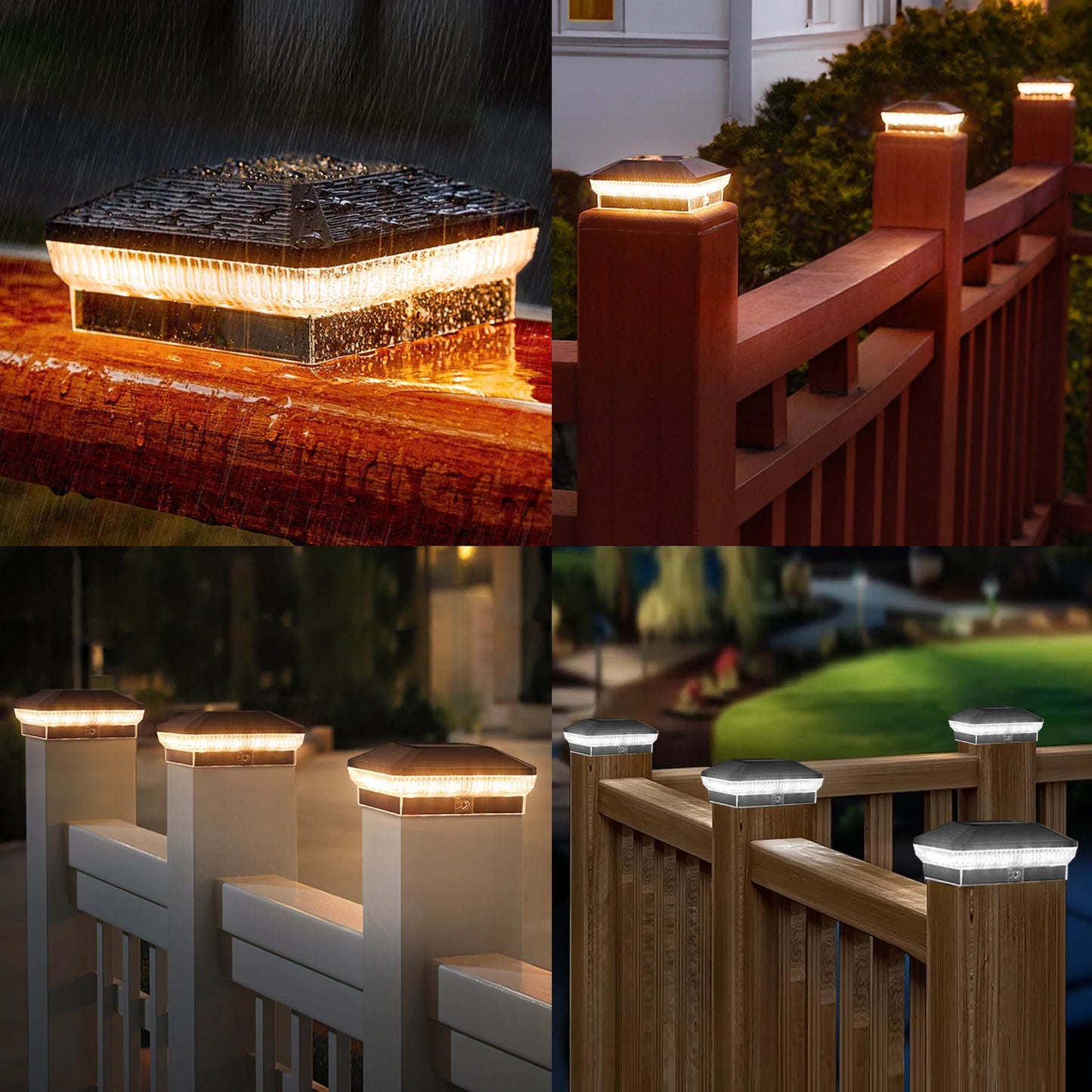 6 Pack 4x4 Solar Post Lights Outdoor 40 LEDs 30 Lumens Fence Post Solar Lights with 3 Modes