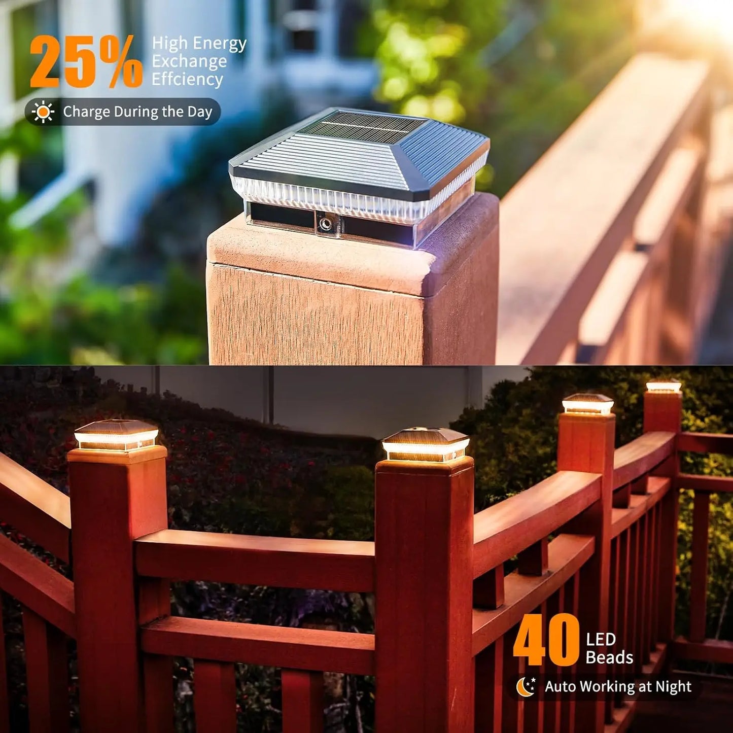 6 Pack 4x4 Solar Post Lights Outdoor 40 LEDs 30 Lumens Fence Post Solar Lights with 3 Modes