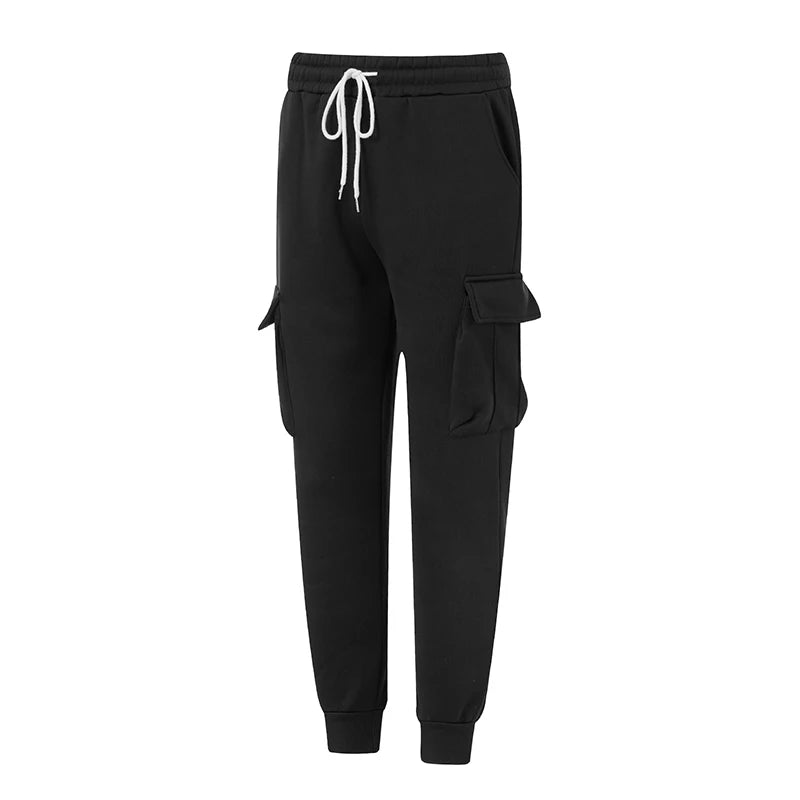 Men s Stylish Fleece Jogger Pants with Drawstring Waistband Solid Color