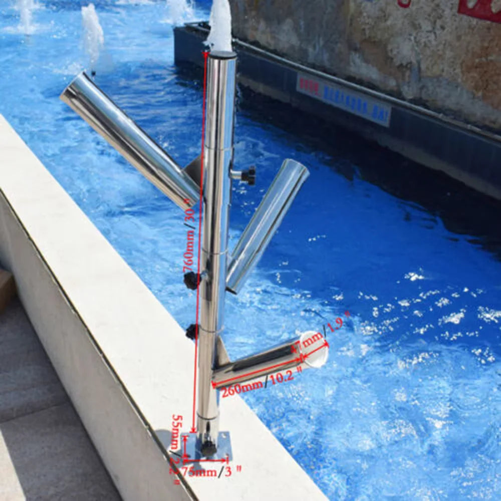 Stainless Steel Three Rod Holder Adjustable Fishing Boat Tree Type Rod Holder Rocket Launcher