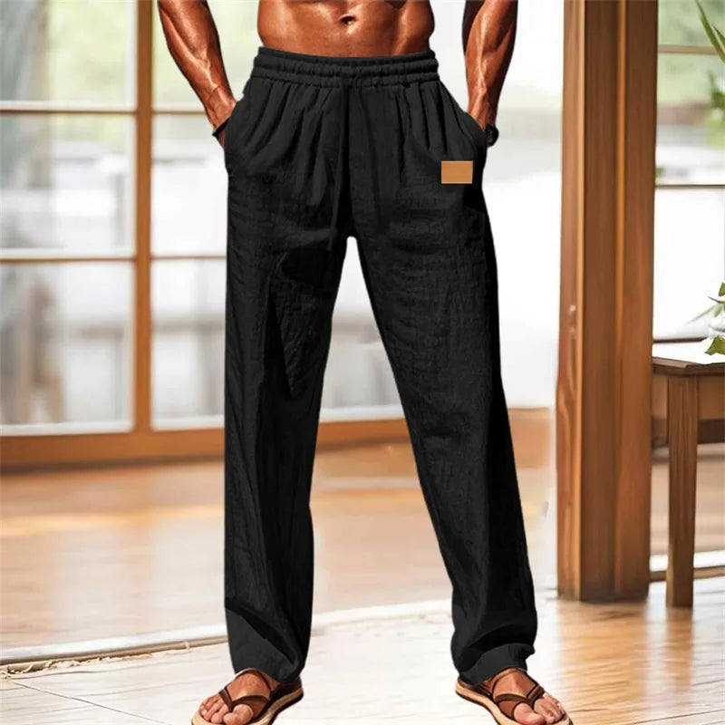 Men's Comfortable Elastic Waist Drawstring Pants for Beach