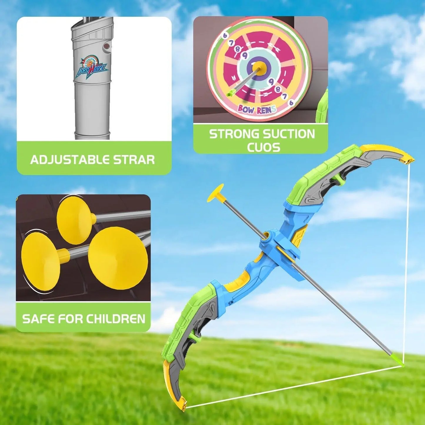 Kids Bow and Arrow Set, Light Up LED Archery Toy, 10 Suction Arrows Ages 12+