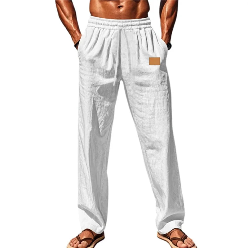 Men's Comfortable Elastic Waist Drawstring Pants for Beach
