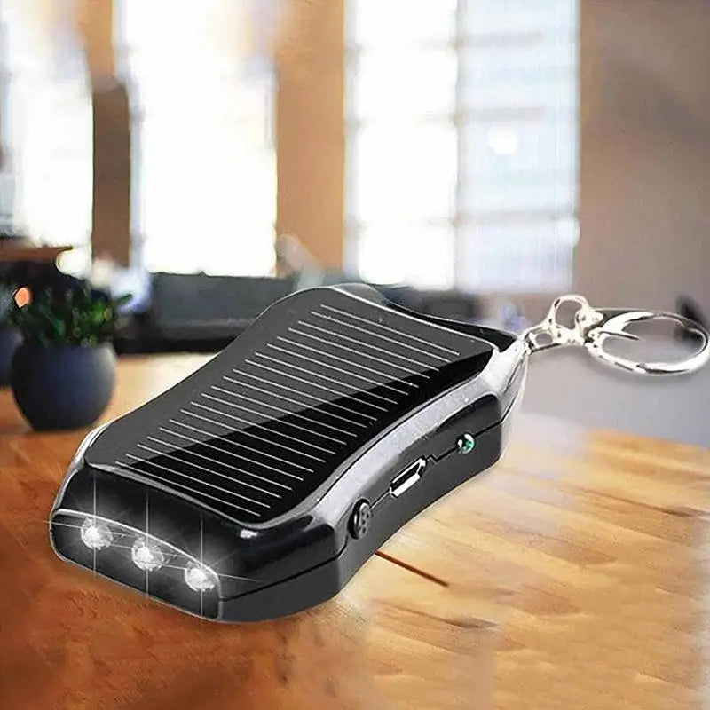 Solar Battery Charger With 3 LED Flashlight And Keychain Portable 1500mAh Mobile Power Rechargeable Power Bank For Cellphone