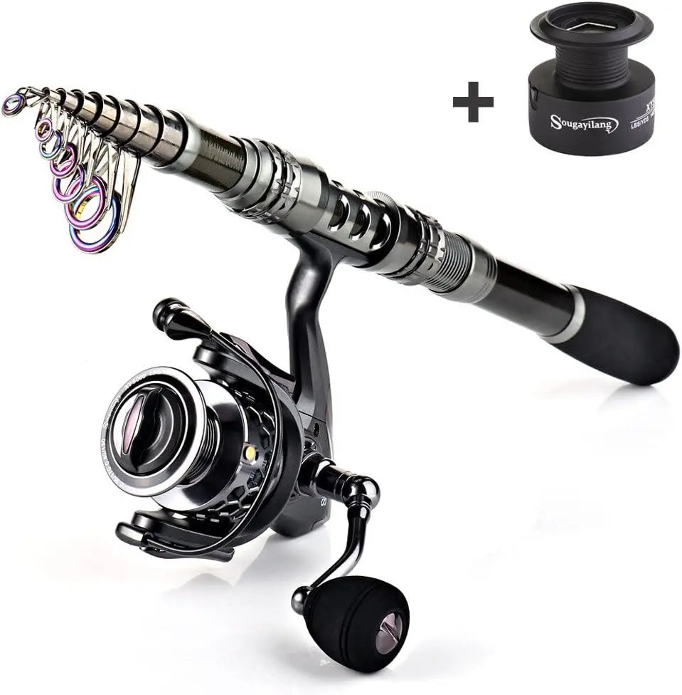 Fishing Rod Reel Combo Telescopic Fishing Pole Spinning Reel Carrier Bag Travel Saltwater Freshwater Fishing