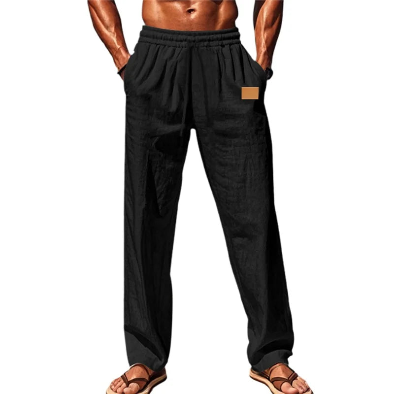Men's Comfortable Elastic Waist Drawstring Pants for Beach