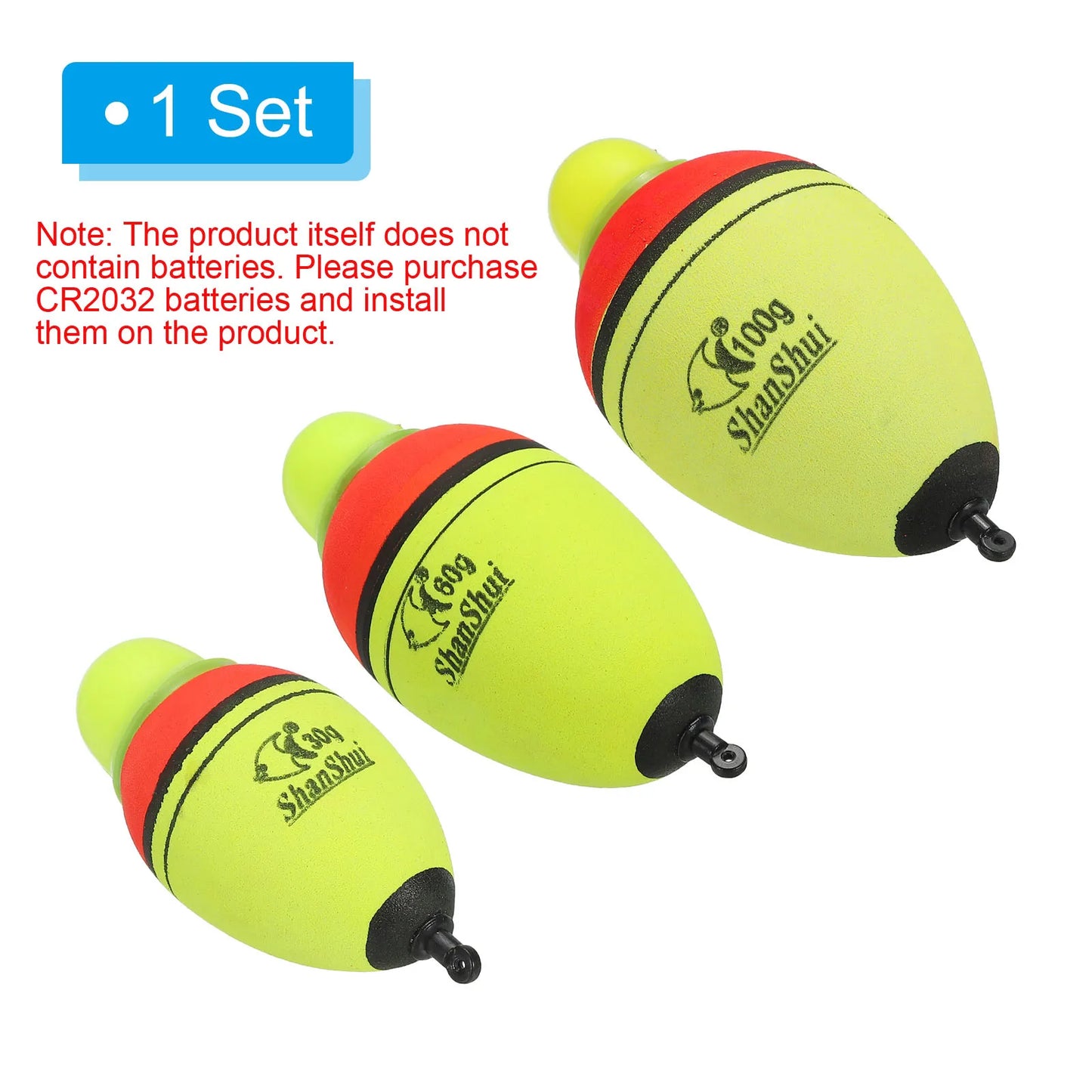 Lighted Fishing Slip Bobbers 1oz 2.1oz 3.5oz EVA Green Red LED Night Fishing Float Yellow 1 Pack