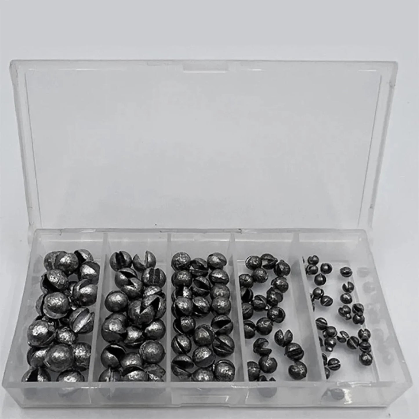 110 Pieces Premium Split Shot Fishing Weights Mixed Pack Round Removable Fishing Leads 5 Sizes