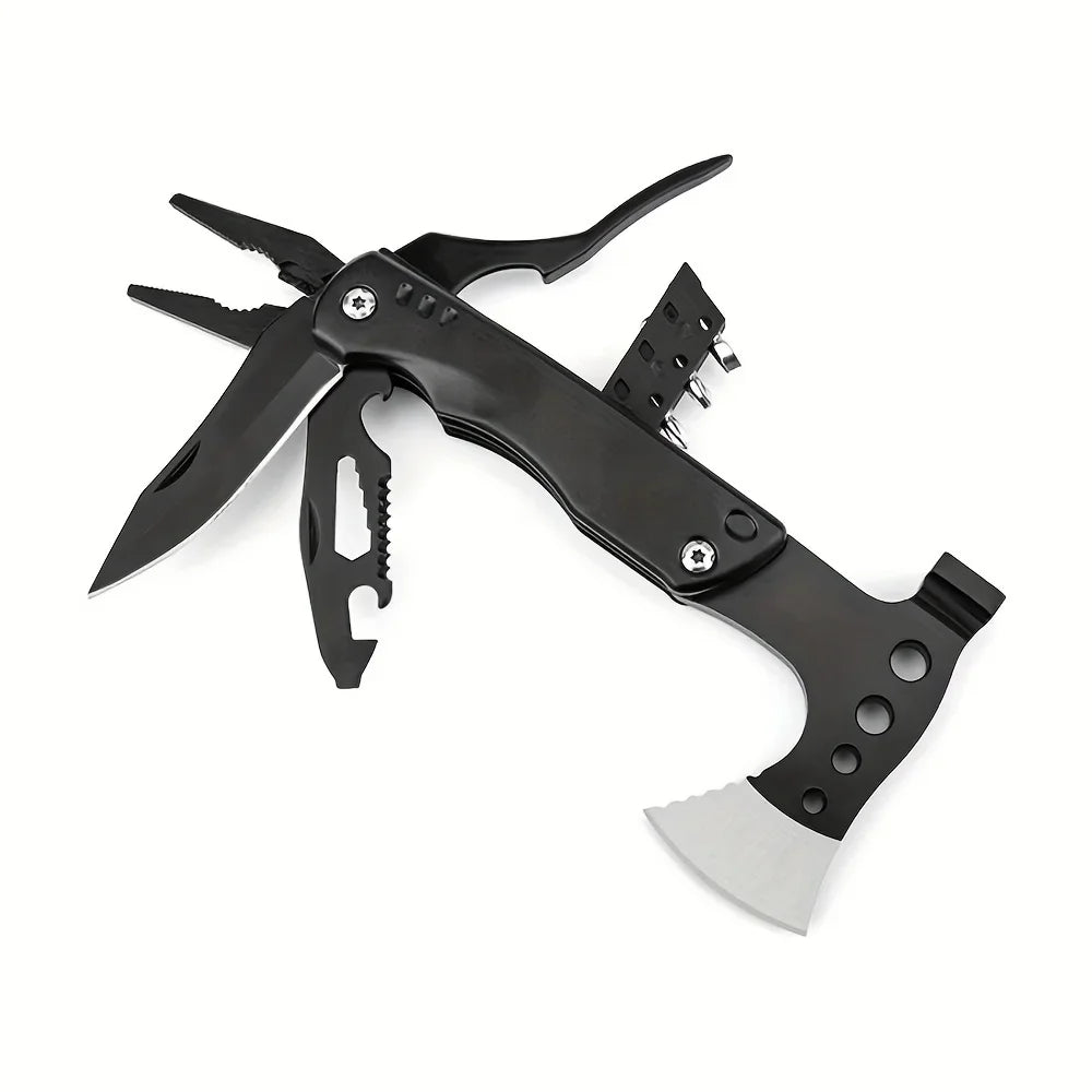 18 in 1 Multi Function Fishing Camping Survival Gear with Axe Hammer Pliers Saw Screwdriver Bottle Opener Whistle Portable