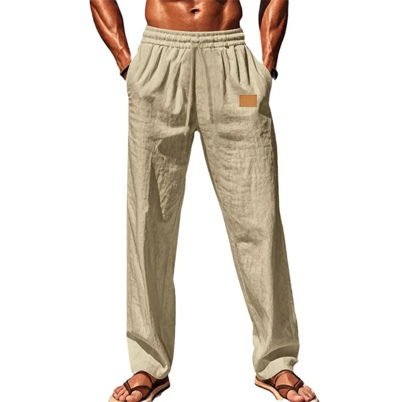 Men's Comfortable Elastic Waist Drawstring Pants for Beach