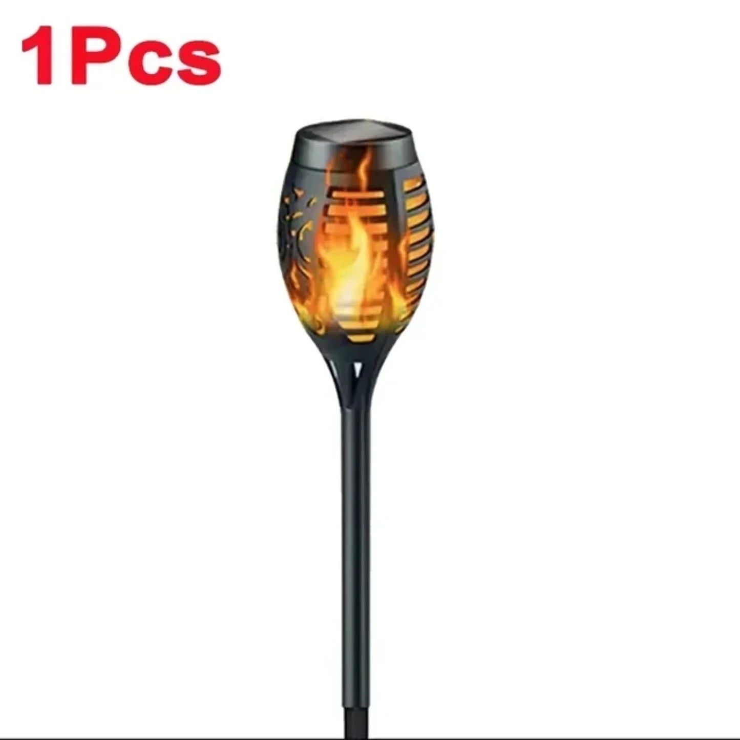 Outdoor Waterproof Solar Torch Lights Set of 2 Tiki Theme LED Flickering Flame Lights for Garden Decoration Durable and Long Lasting