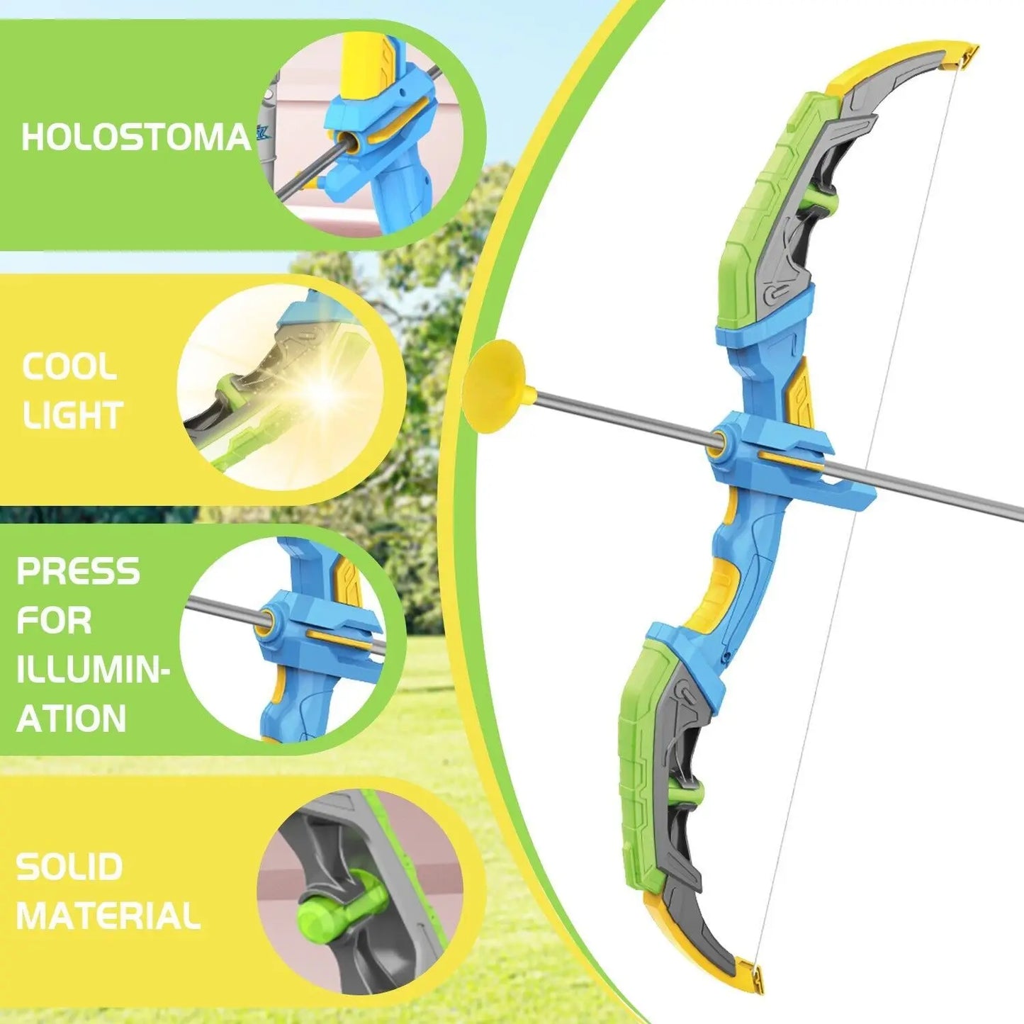 Kids Bow and Arrow Set, Light Up LED Archery Toy, 10 Suction Arrows Ages 12+