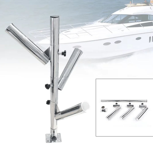 Stainless Steel Three Rod Holder Adjustable Fishing Boat Tree Type Rod Holder Rocket Launcher