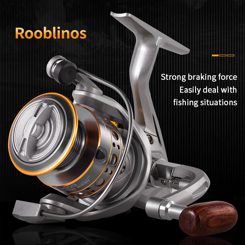 LD Series 5.2 1 Alloy Fishing Reel with Carbon Drag and Wood Handle for Freshwater and Saltwater Spinning Fishing