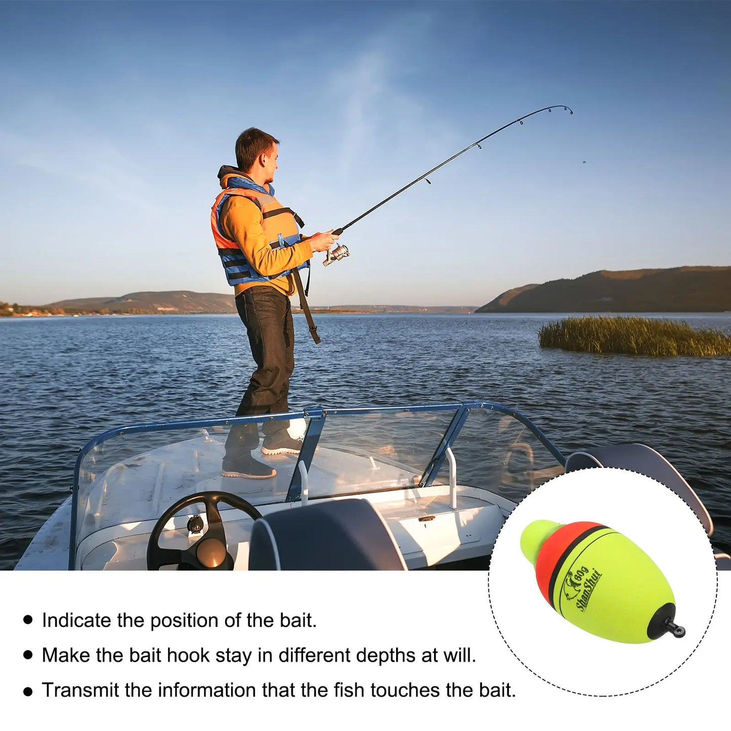 Lighted Fishing Slip Bobbers 1oz 2.1oz 3.5oz EVA Green Red LED Night Fishing Float Yellow 1 Pack