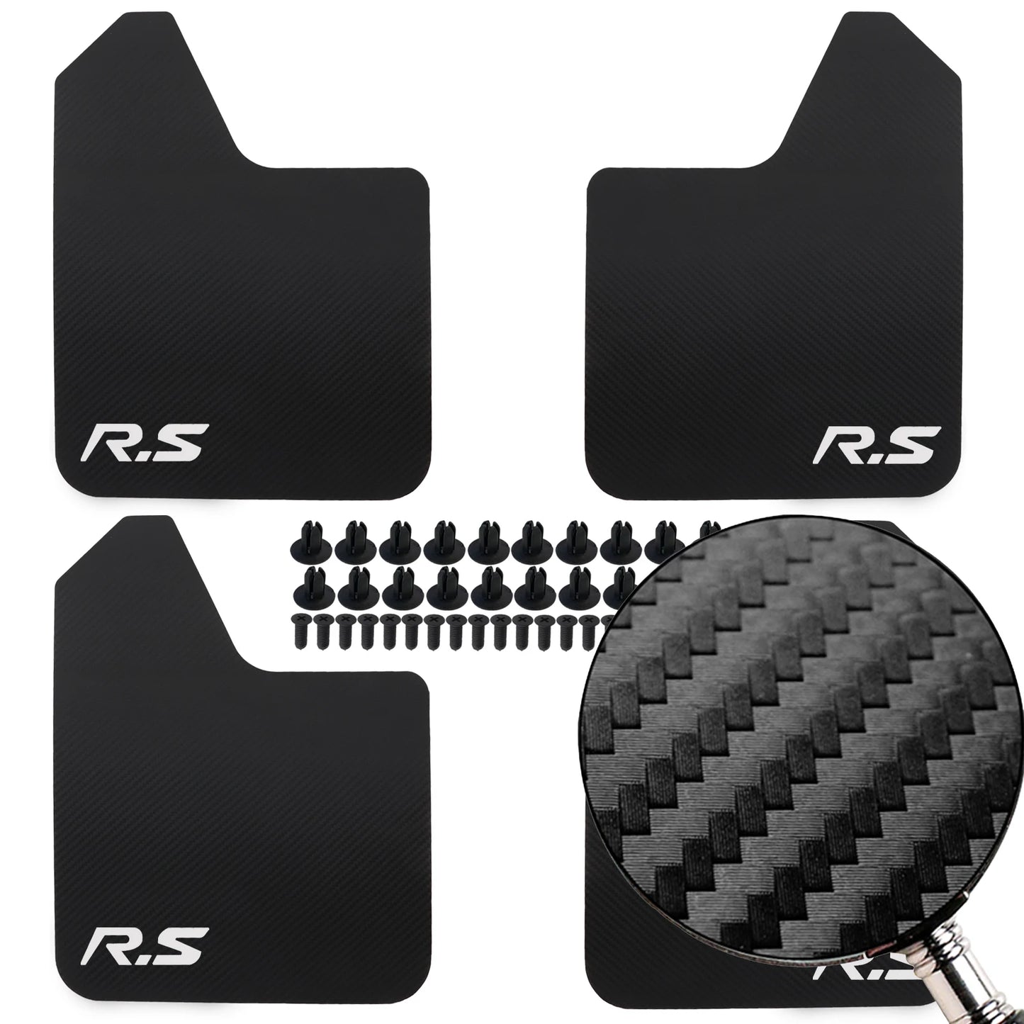 Universal Rally Style Mud Flaps fits most Cars Light Trunks and SUVs  in Red or Black