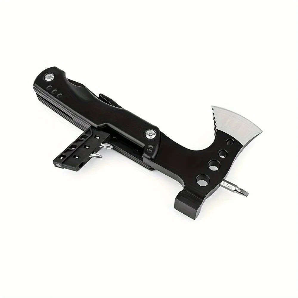 18 in 1 Multi Function Fishing Camping Survival Gear with Axe Hammer Pliers Saw Screwdriver Bottle Opener Whistle Portable