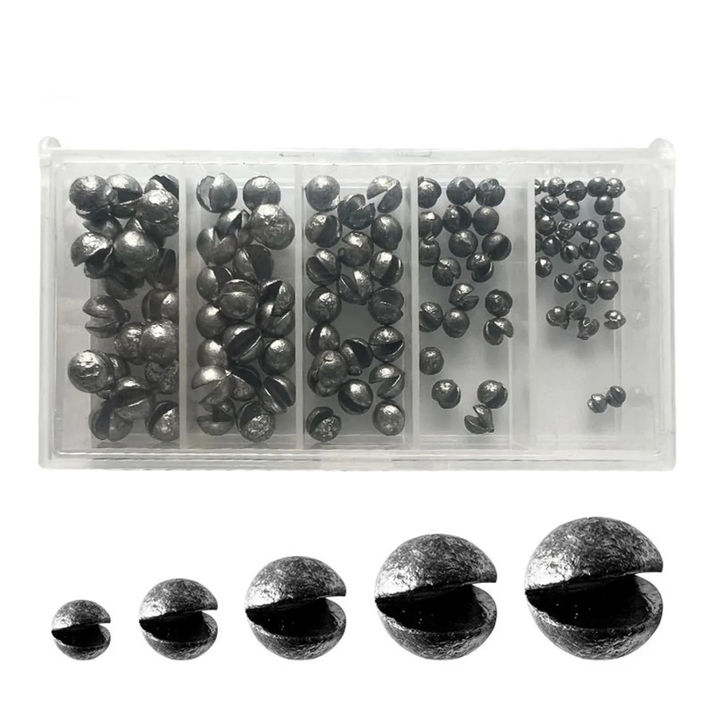 110 Pieces Premium Split Shot Fishing Weights Mixed Pack Round Removable Fishing Leads 5 Sizes