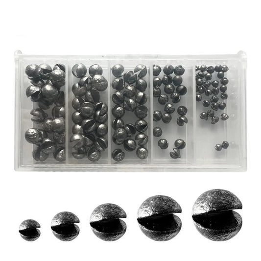 110 Pieces Premium Split Shot Fishing Weights Mixed Pack Round Removable Fishing Leads 5 Sizes