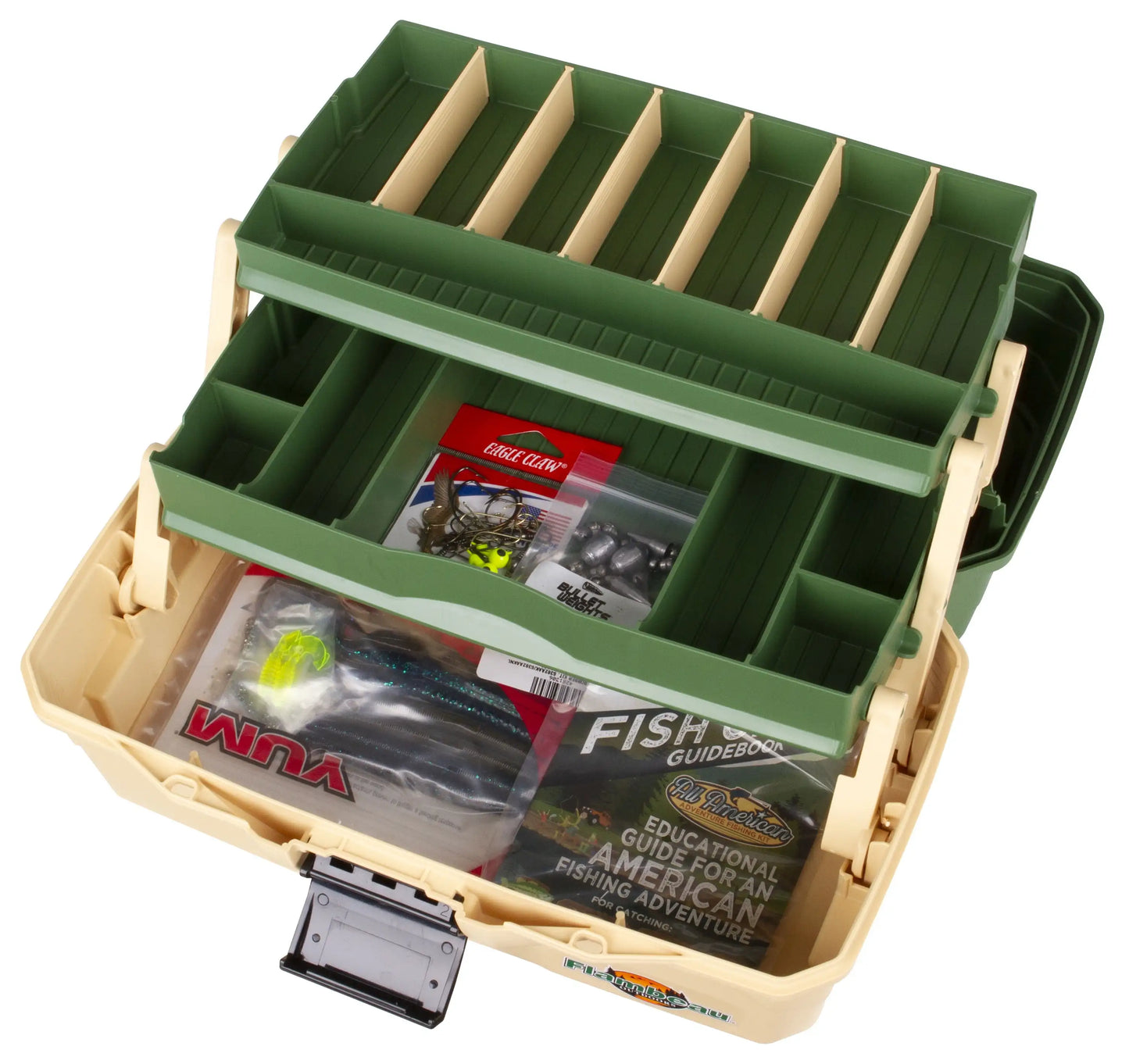 Outdoors Fishing Tackle Box and Bait Storage Kit with Two Tray Design
