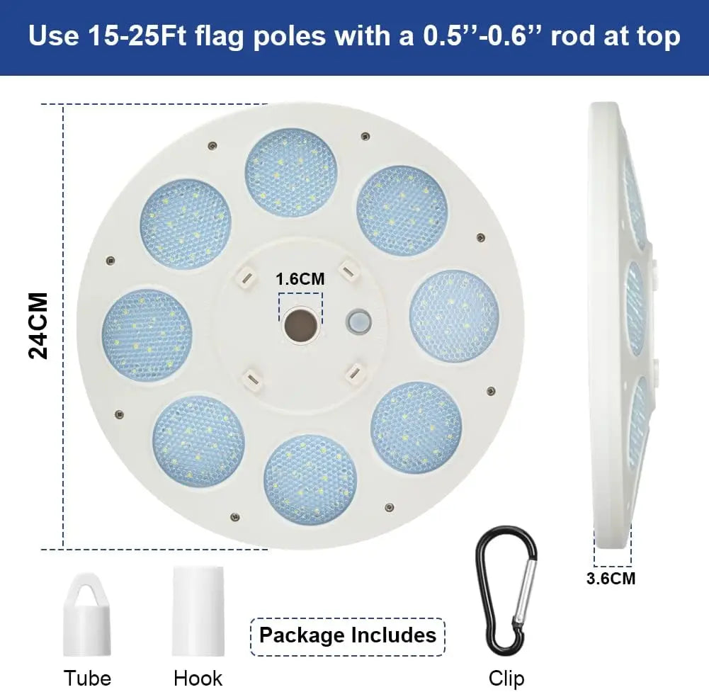 Solar Flag Pole Light with 136 LEDs Auto On Off Energy Saving Dusk to Dawn for 15 to 30 Feet Outdoor Use