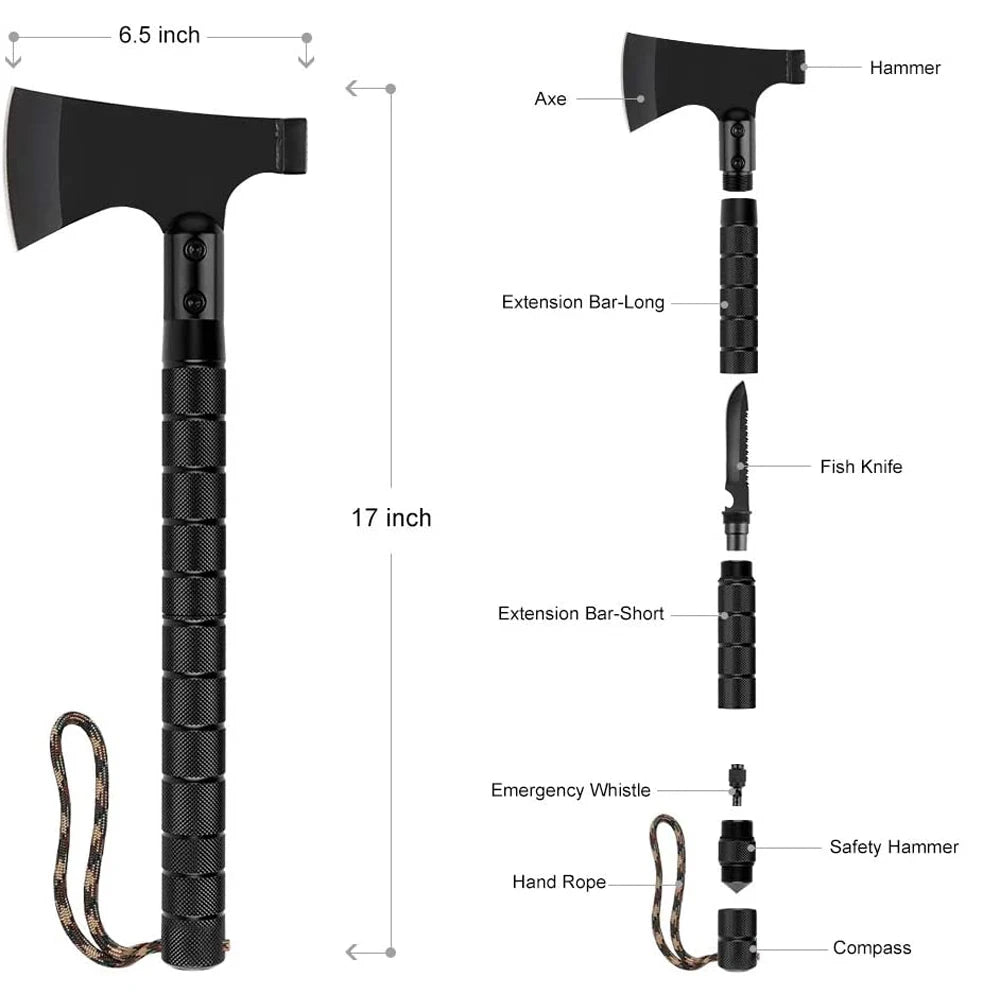 Multi Function Survival Axe Portable Foldable Tactical Tomahawk Outdoor Camping Firewood Chopping Tool Kit