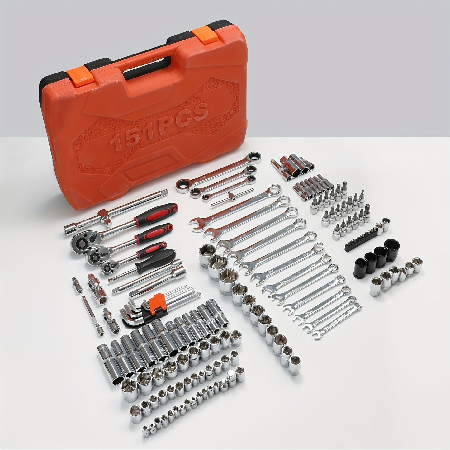 151 Professional Car Master Tool Set - Premium Tool Set For Car, Bicycle And Motorcycle Repair - Compact, Portable, Complete Solution With Ratchet Wrench, Various Screwdriver Sets, No Battery