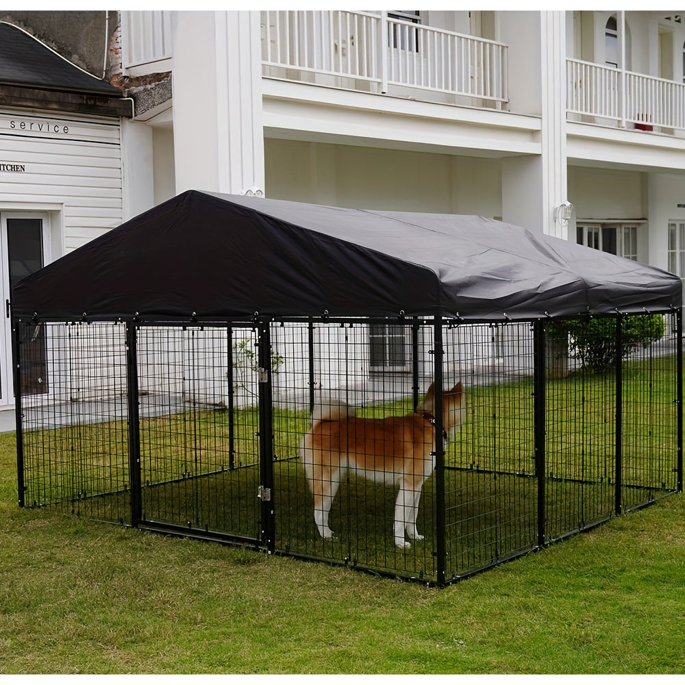 [Heavy Duty] Petonly Large Outdoor Dog Kennel | Galvanized Steel | Heavy Duty, Double Safety Locks | Outdoor, Dog | Large