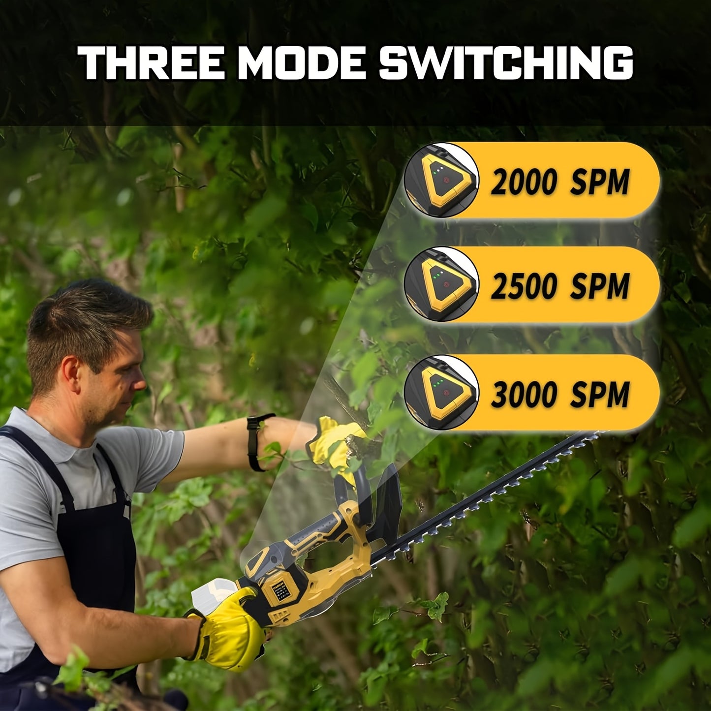 20-Inch Cordless Hedge Trimmer Compatible with Dewalt 20V MAX Battery High-Carbon Steel Brushless Motor