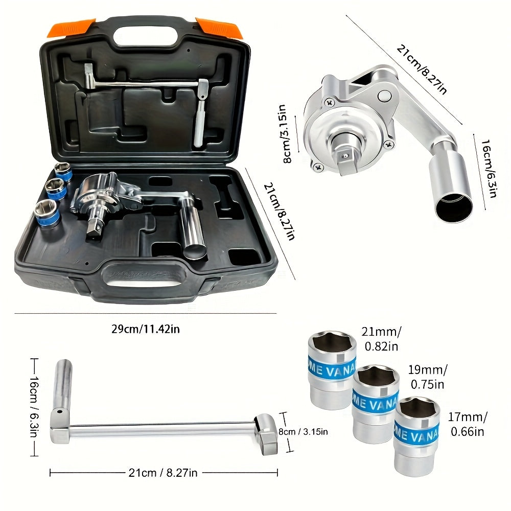 Heavy Duty Torque Wrench and Tire Nut Remover Kit 320NM 1/2 Inch Drive with 17mm 19mm 21mm Sockets Secure Hex Bolt Design for Easy Tire Changing Ideal Garage Tool for Most Vehicles Perfect Father's Day Gift