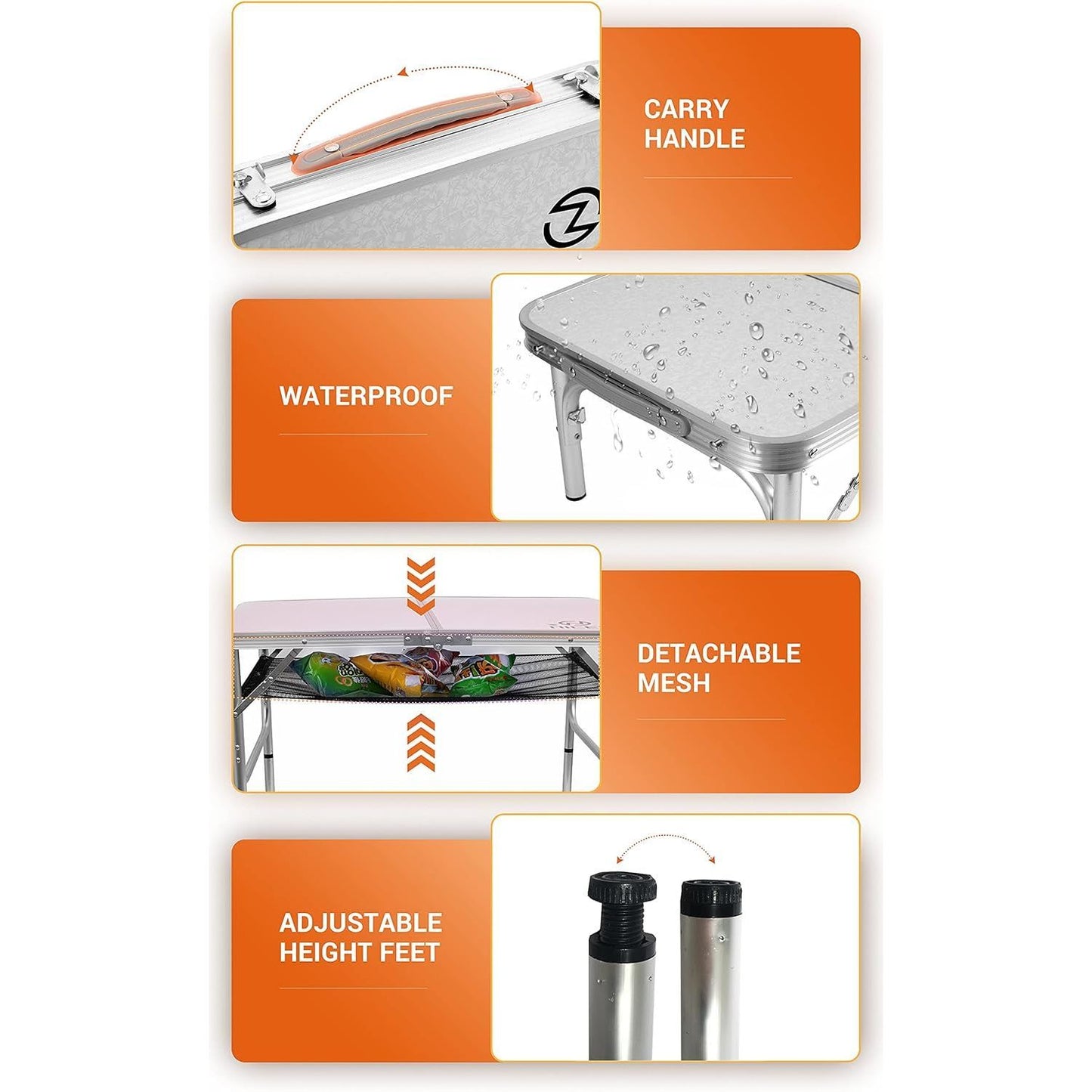 Lightweight Adjustable Folding Table - Portable Aluminum Design for Outdoor Use and Indoor Activities with 70 lbs Capacity