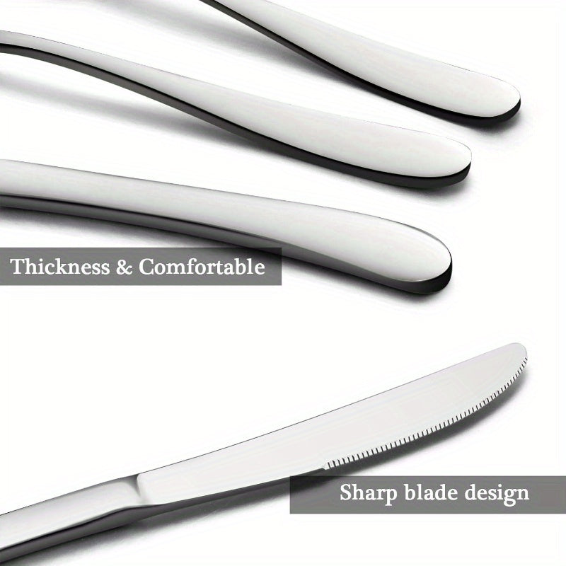 40 Piece Heavy Silverware Set Premium Grade Stainless Steel Flatware Cutlery Set Modern Elegant Design for Home Restaurant Wedding Mirror Polished Dishwasher Safe