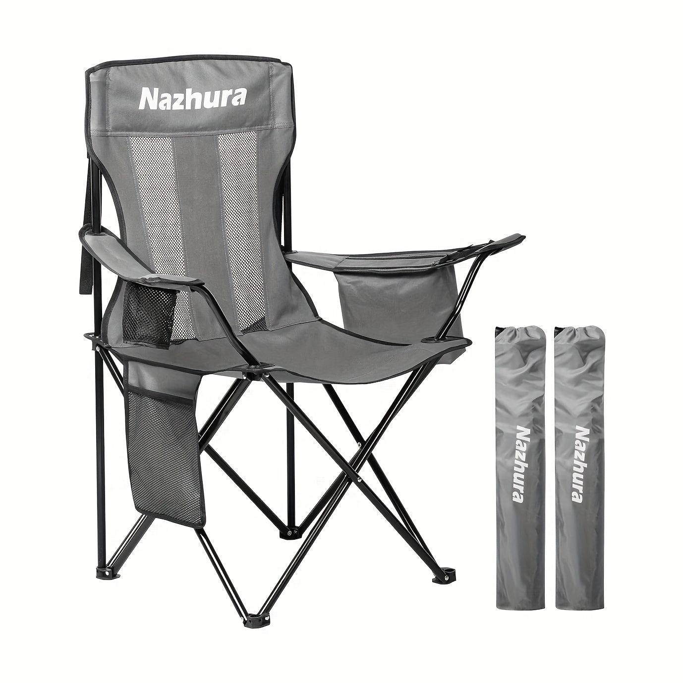 Two Packs of Folding Outdoor Chairs with Mesh Backrest for Fishing Hunting and Camping