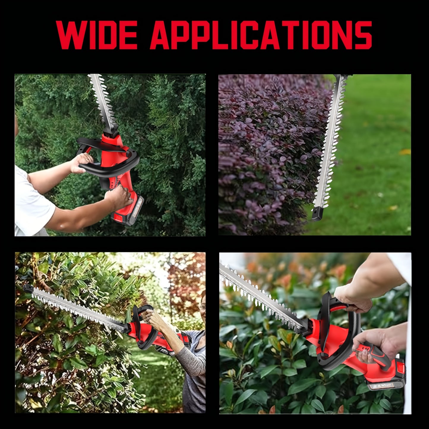 Electric Bush Trimmer 20V Cordless Hedge Trimmer 1400 RPM Lightweight Compact Battery Included