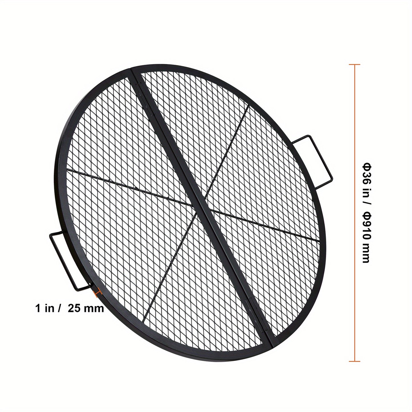 36 Inch Happybuy Fire Pit Grill Grate Heavy Duty Foldable Round Metal Cooking Grid With X Wire Design And Handles Portable BBQ Grate For Outdoor Parties And Campfires
