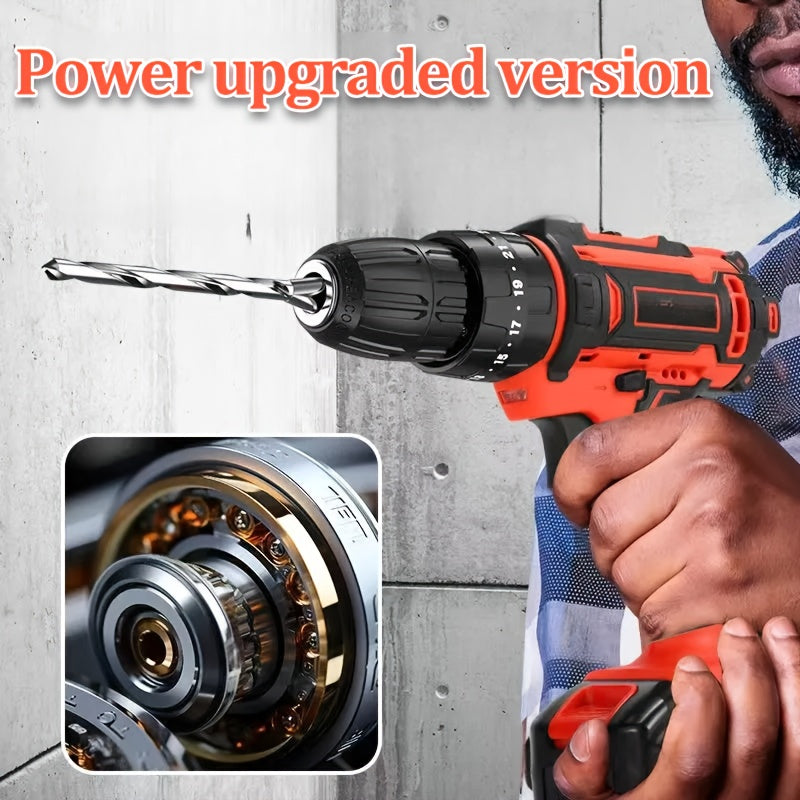 [128pcs Electric Drill] 2Battery SPZTJK 128pcs Electric Drill Tool Kit | 2-Speed Cordless Drill Driver with Hand Tools, Screwdriver, Drill Bits, Tool BOX for DIY, Home Repair, Christmas Gift, Electric Drill Cordless Rechargea