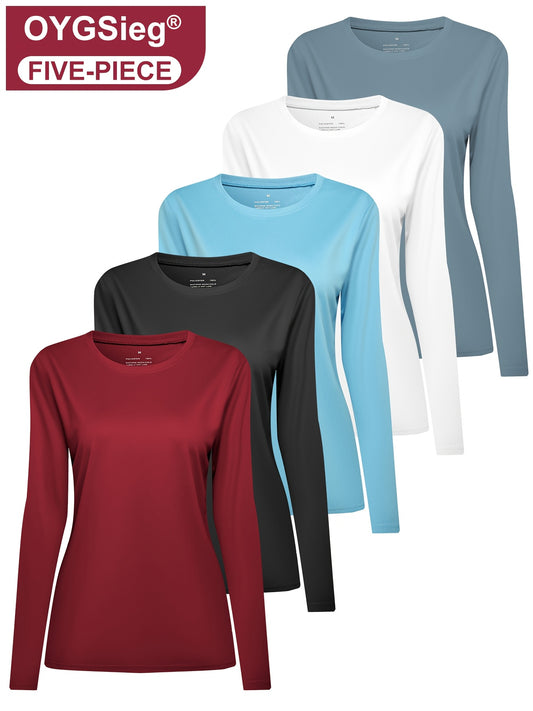 Multi-colour Yoga T-shirt OYGSieg Ladies Long Sleeve Top