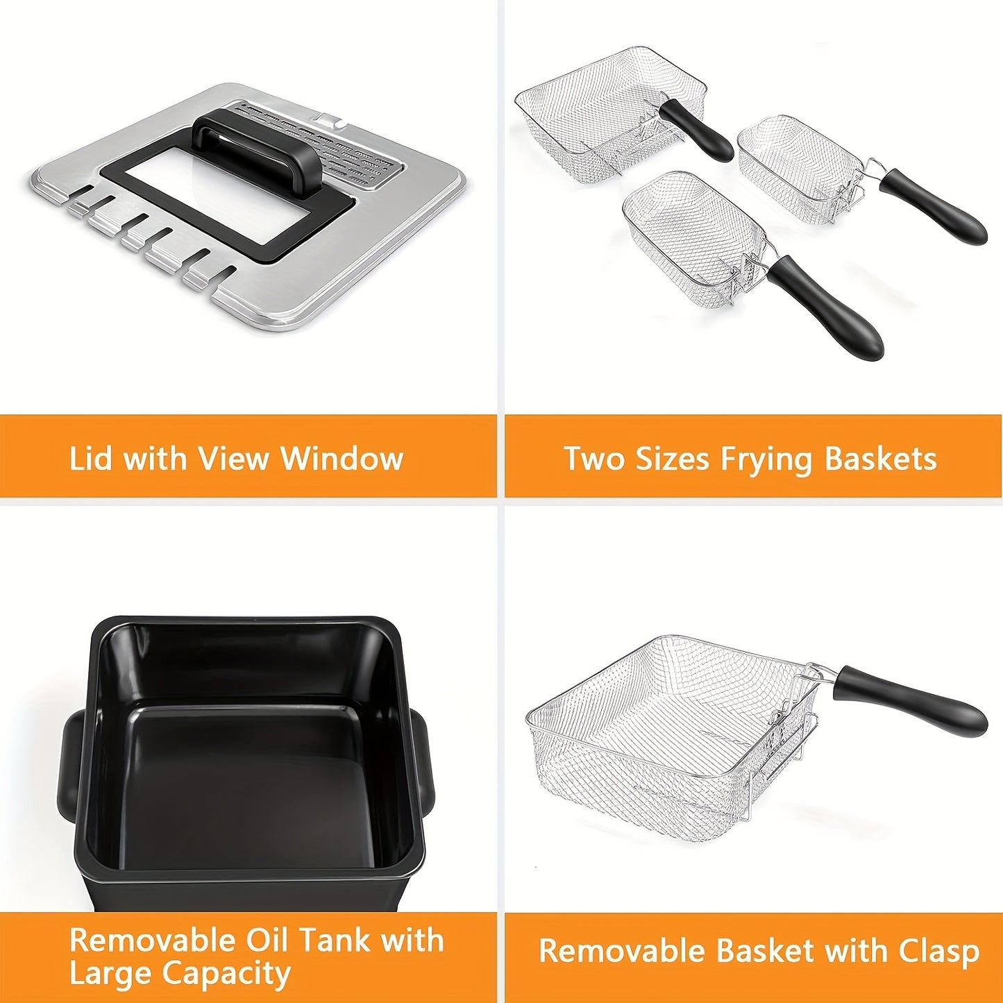 5.3Qt Stainless Steel LIFEZEAL Deep Fryer With Basket, Adjustable Temperature, Timer, Lid With View Window, Professional Style For Home Use