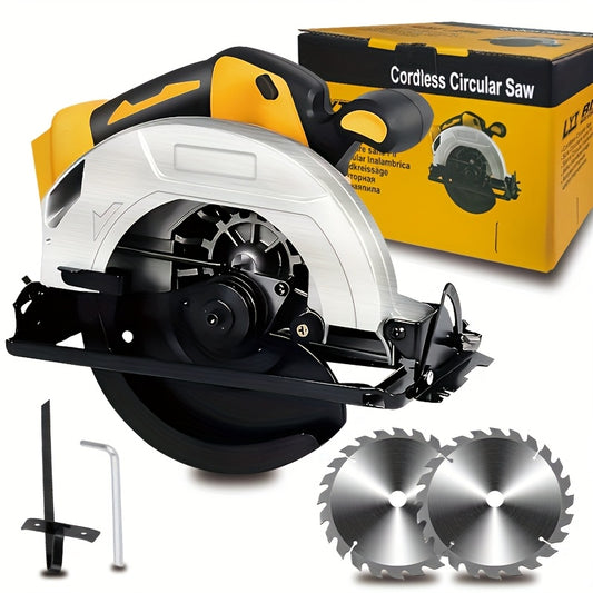 Cordless Circular Saw, 7-1/4 Inch Brushless Electric Circular Saw Compatible, 0-50 Degree Bevel Capability, 2 Blades, Without Battery, Suitable For Cutting Aluminum, Stainless Steel, Wood, Plastic And Stone, Suitable For DEWA