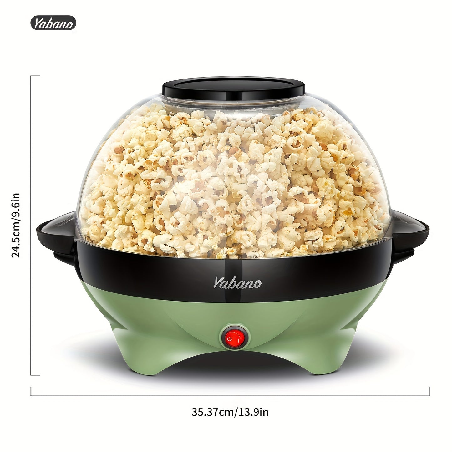 [Yabano Quick-Heat Popcorn Maker] Yabano 6-Quart Popcorn Maker - Quick-Heat, Nonstick, Electric Stirring - Red & Black, Dishwasher Safe