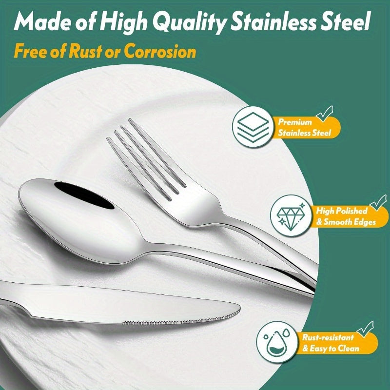 66 Piece Silverware Flatware Set with Serving Utensils Stainless Steel Square Cutlery Set for 12 Mirror Polished Dishwasher Safe Tableware Set