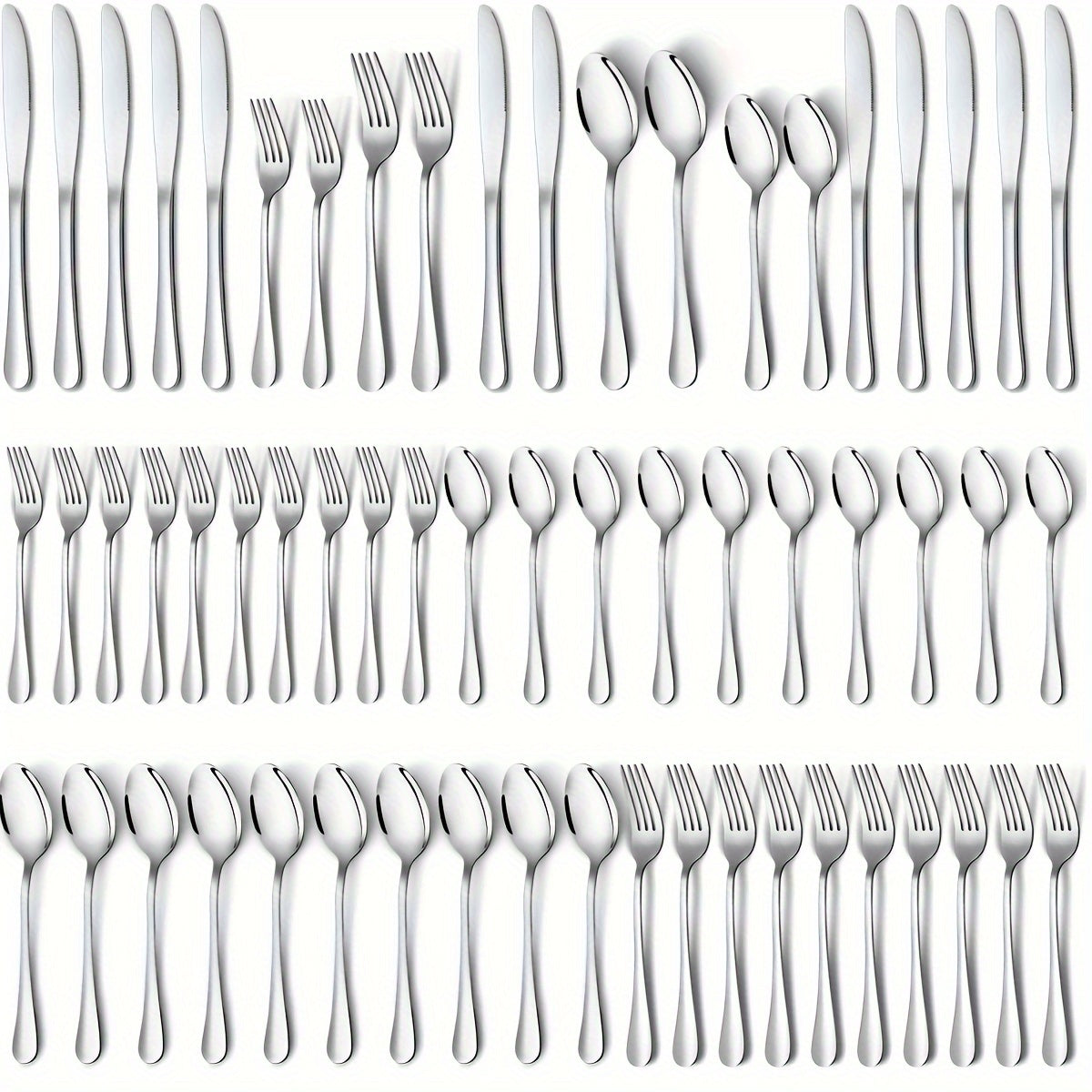 60 Piece Silverware Set Stainless Steel Cutlery Set for 12 People Kitchen Utensil Set with Knives Forks Spoons Mirror Polished Dishwasher Safe Ideal for Families Outdoor Parties Weddings