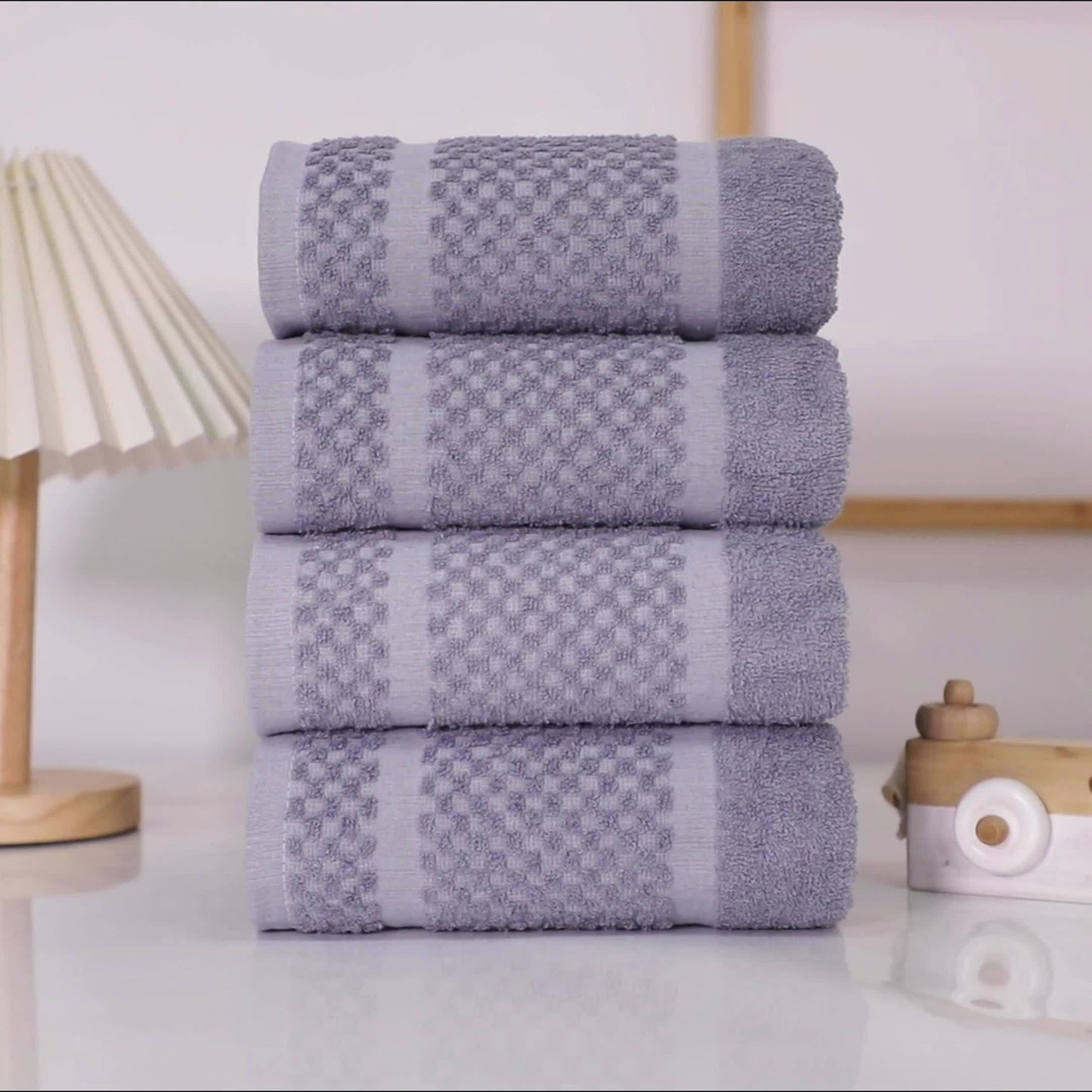 [20pcs Cotton Towel Set] 20pcs Absorbent & Soft Cotton Bath Towel Set | 8pcs Bath Towels, 4pcs Hand Towels, 8pcs Washcloths | Solid Color, Quick-drying, Bathroom Supplies